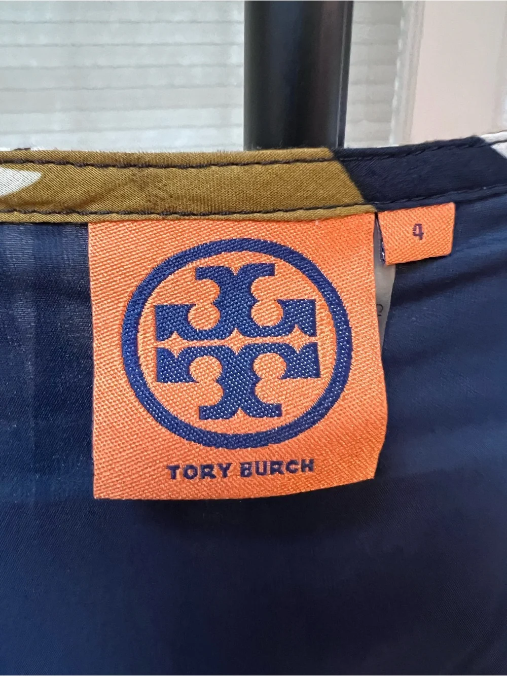 Tory Burch Sleeveless Floral Navy/Ivory Tulip Print Dress Tie Waist Size 4